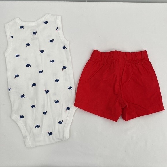Just one You Whale Bodysuit Red Shorts Outfit 3 months Tank Elastic Waist New - Picture 6 of 6